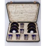 Aynsley silver-mounted demitasse coffee set in fitted case