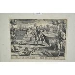 Philips Galle (1537-1612) pair of engravings after Stradanus - Hunting scenes, 22cm x 27cm, in glaze