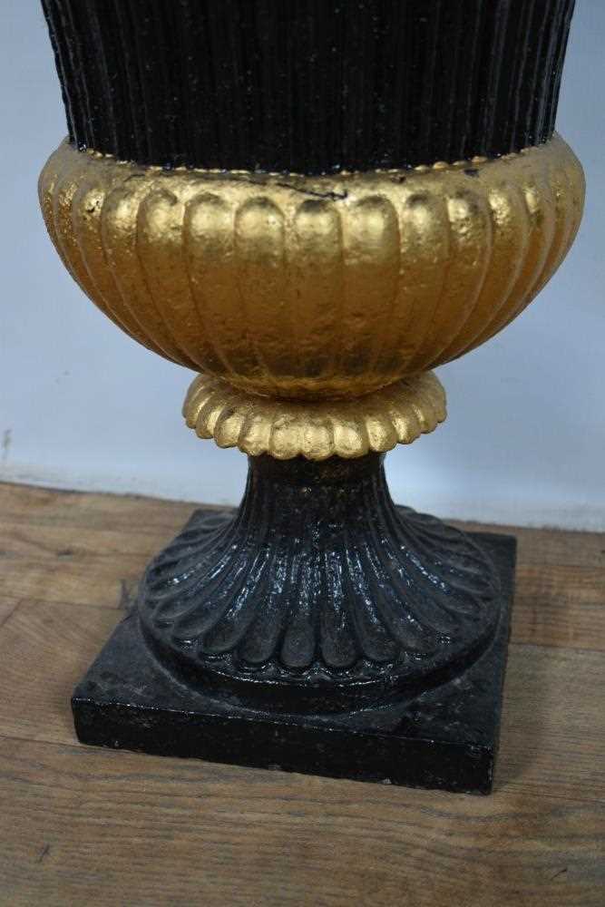 19th century cast iron urn with gilt paint - Image 3 of 3