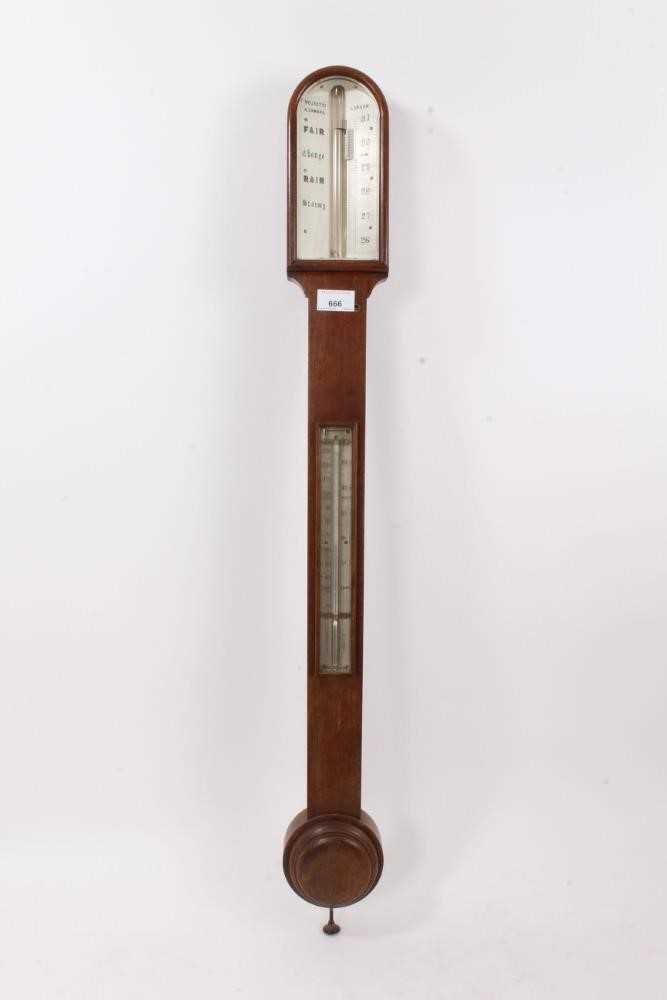 Edwardian Negretti and Zambra oak cased stick barometer