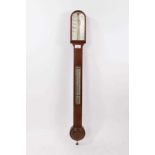 Edwardian Negretti and Zambra oak cased stick barometer