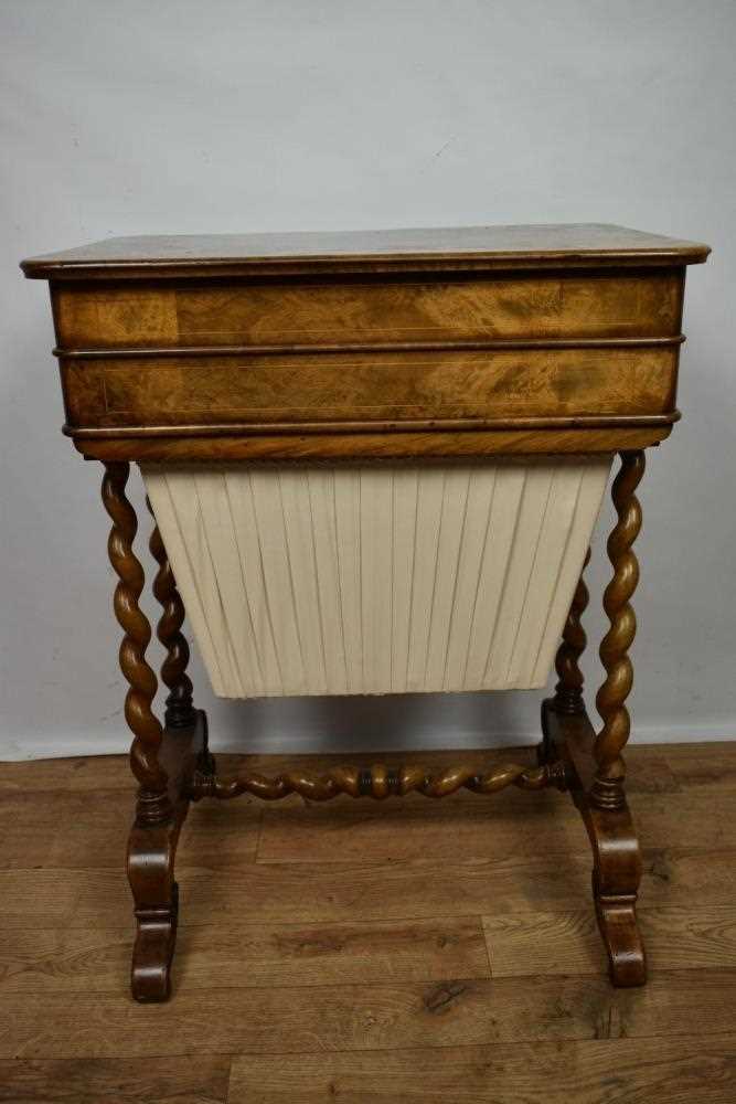 Mid Victorian burr walnut and inlaid work table - Image 6 of 6