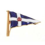 15ct gold and enamel Royal Thames Yacht Club pennant badge, 27mm, in fitted case
