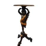 Late 19th century Venetian carved and stained beech cherub pedestal with carved revolving top on tri