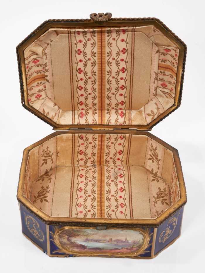 Sevres style porcelain and brass mounted casket - Image 2 of 2