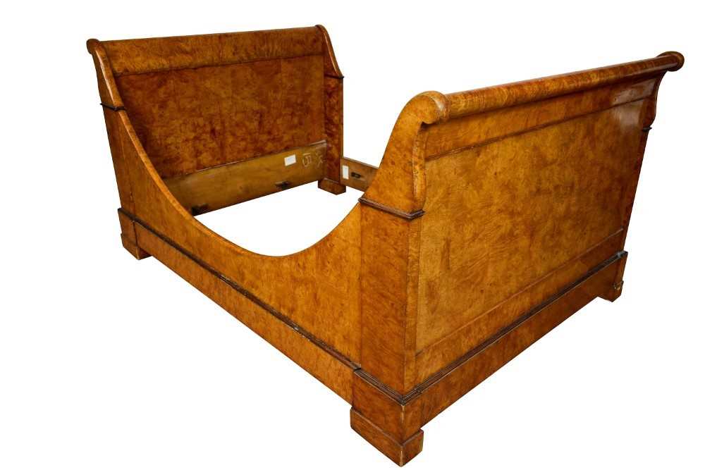 19th century Continental satin birch sleigh bed