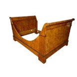 19th century Continental satin birch sleigh bed