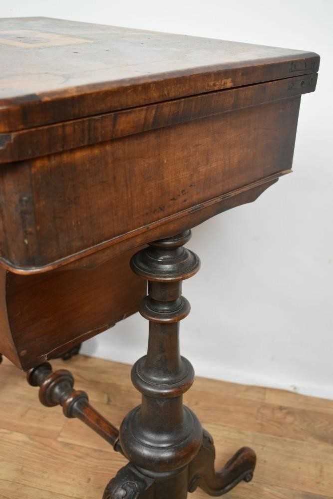 Victorian walnut and Tunbridgeware inlaid work table - Image 5 of 7