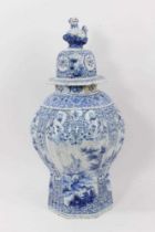 19th century blue and white vase and cover