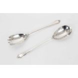 Pair of 1940s silver salad servers