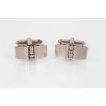 Pair of white gold and diamond cufflinks