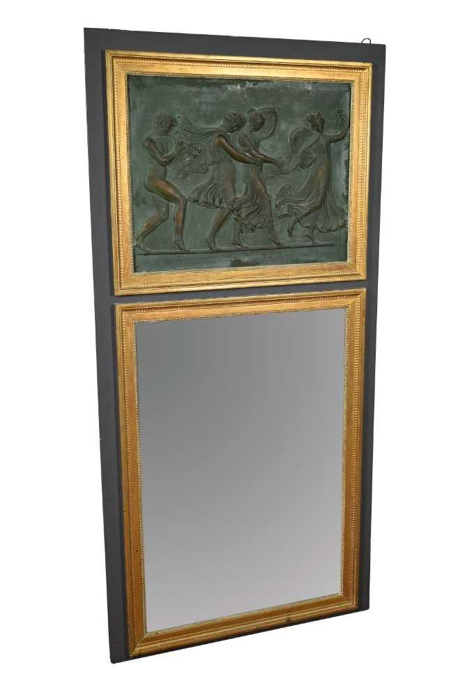 Regency style Classical revival wall mirror with Wedgwood style relief plaque depicting Pan