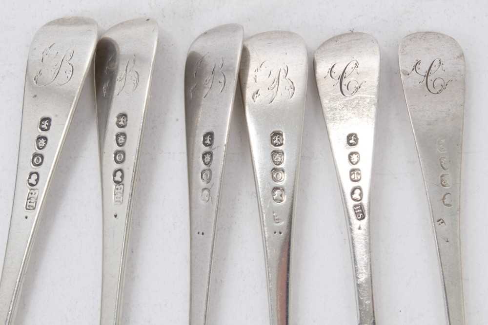 Matched set of six George III Old English pattern dessert forks with engraved initial B or C - Image 2 of 2