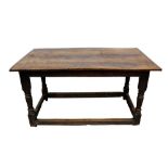 Rare early 18th century oak refectory table dated 1724