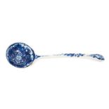 A very rare Worcester blue and white sauce ladle, in the Kangxi Lotus pattern, circa 1770. Worcester