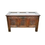 Good 17th century carved oak coffer