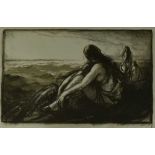 *Gerald Spencer Pryse (1882-1956) black and white lithograph - Bathers by the Atlantic, 36cm x 57cm,