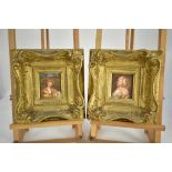 After Guido Reni, pair of 19th century watercolours - miniature portraits, 9cm x 8cm, in deep Victor