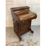 Mid-Victorian burr walnut piano-top davenport