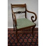 Regency mahogany open armchair