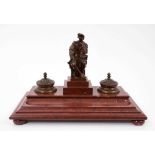 Classical revival bronze and sienna marble ink stand