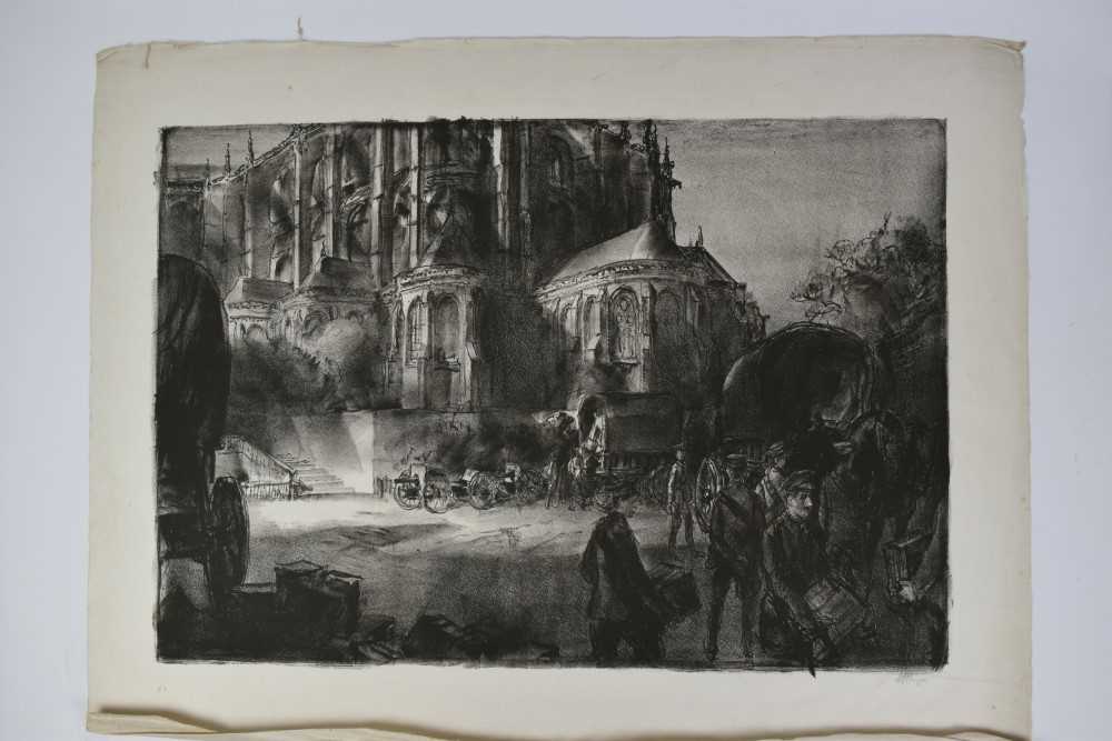 *Gerald Spencer Pryse (1882-1956) black and white lithograph - British at Le Mans Cathedral 1914, 45 - Image 2 of 5