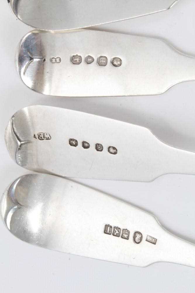 Set of four early Victorian Scottish silver Fiddle pattern tablespoons (Glasgow 1838) and two others - Image 3 of 3