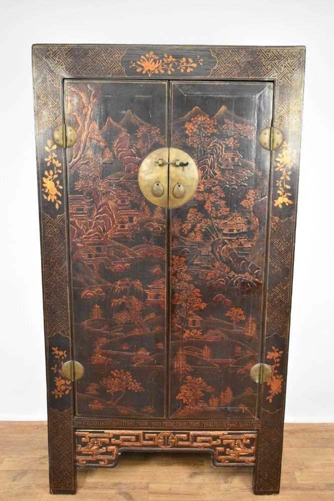 Antique Chinese lacquered cabinet - Image 2 of 13
