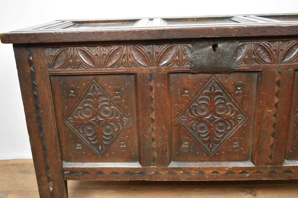 Good 17th century carved oak coffer - Image 4 of 6