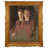 Danish School, early 20th century, coloured chalks on grey paper - double portrait of Prince George