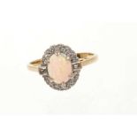 Opal and diamond cluster ring