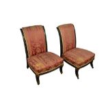 Pair of 19th French Empire style side chairs on castors