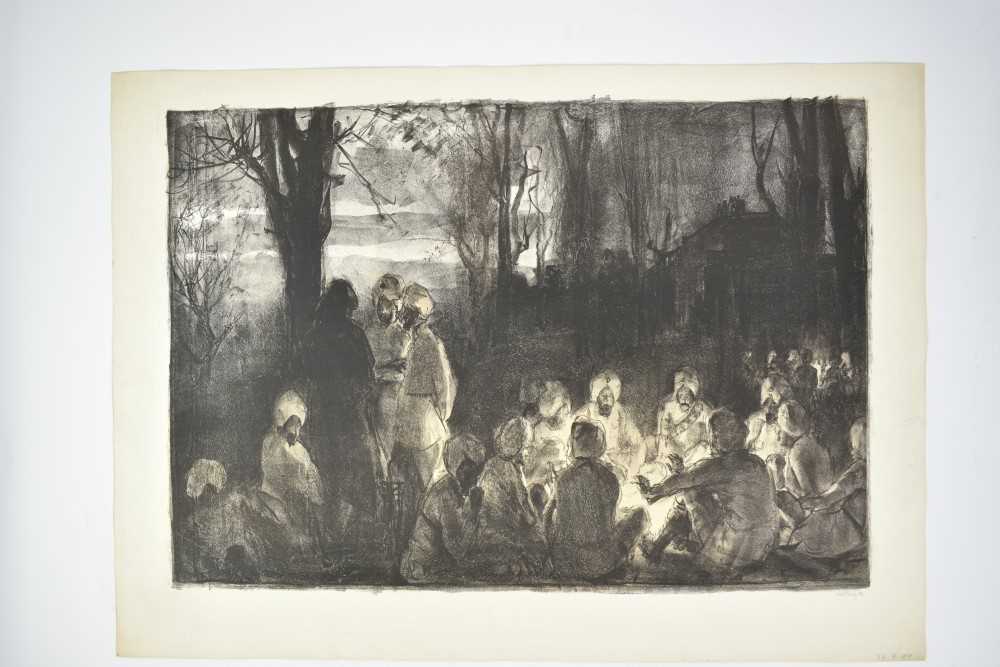 *Gerald Spencer Pryse (1882-1956) black and white lithograph - British Indians in France, 46cm x 66c - Image 2 of 4