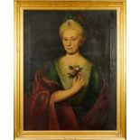 English School, late 18th century, oil on canvas - portrait of a lady, ‘Mrs Milbourne’ 90cm x 70cm,
