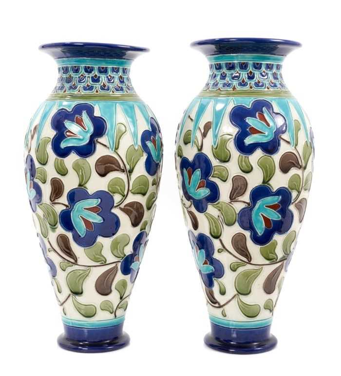 Pair of late 19th century Burmantofts vases