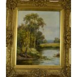 Daniel Sherrin (1868-1940) oil on canvas - River Landscape, signed, 56cm x 45cm, in gilt frame