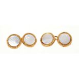 Pair of 18ct gold mother of pearl disc cufflinks (Birmingham 2002)