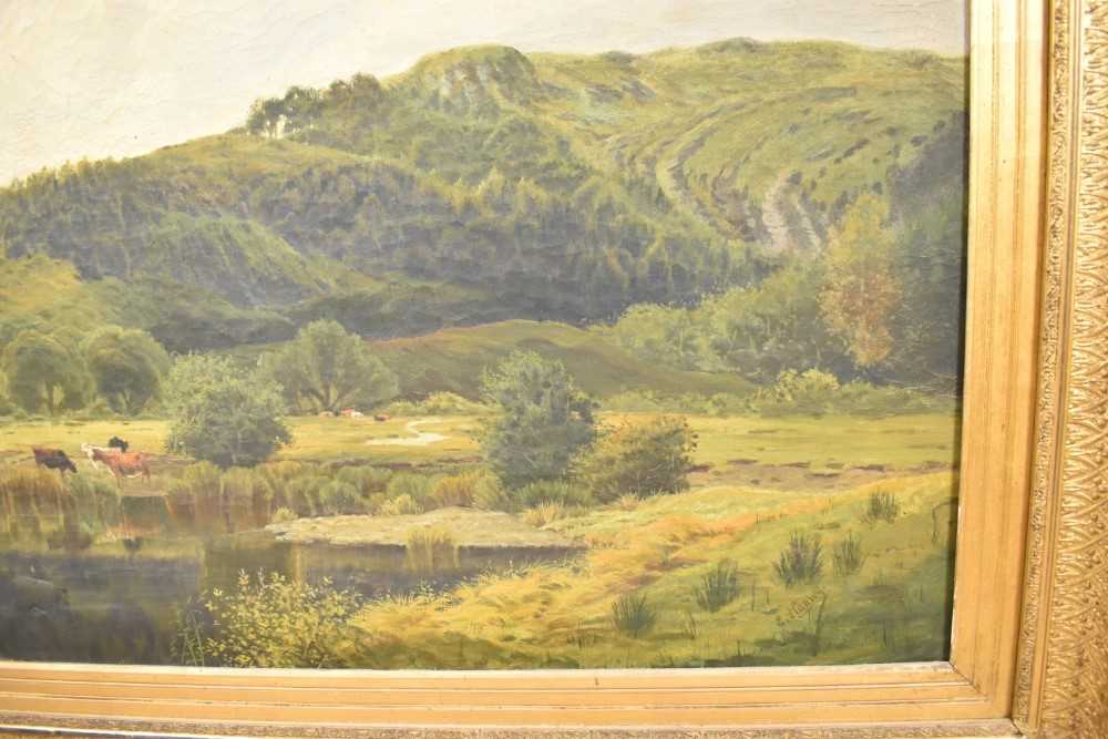 E. Stanley, 19th century, oil on canvas - Highland Landscape, signed, 76cm x 127cm, in gilt frame - Image 4 of 11