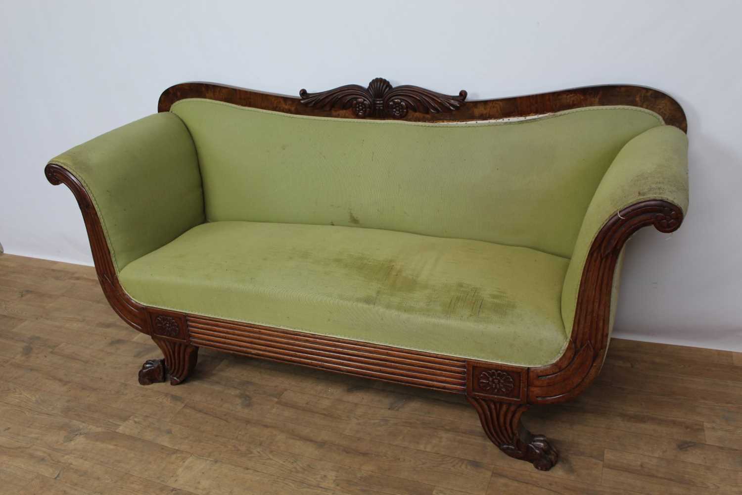 William IV mahogany scroll end settee - Image 2 of 7