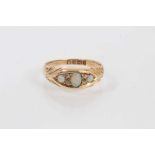 Late Victorian 18ct gold opal and diamond ring Birmingham 1899.