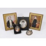 English School, circa 1840s, pair of portrait miniatures on ivory depicting young gentlemen, three o