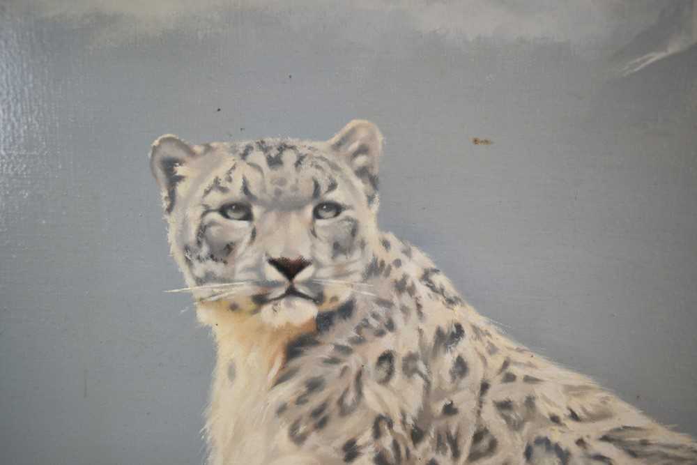 Leonard Pearman (1912-2002) oil on canvas - Snow Leopard, signed, 65cm x 76cm, in gilt frame - Image 3 of 6