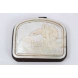19th century French carved mother of pearl coin purse with relief carved decoration