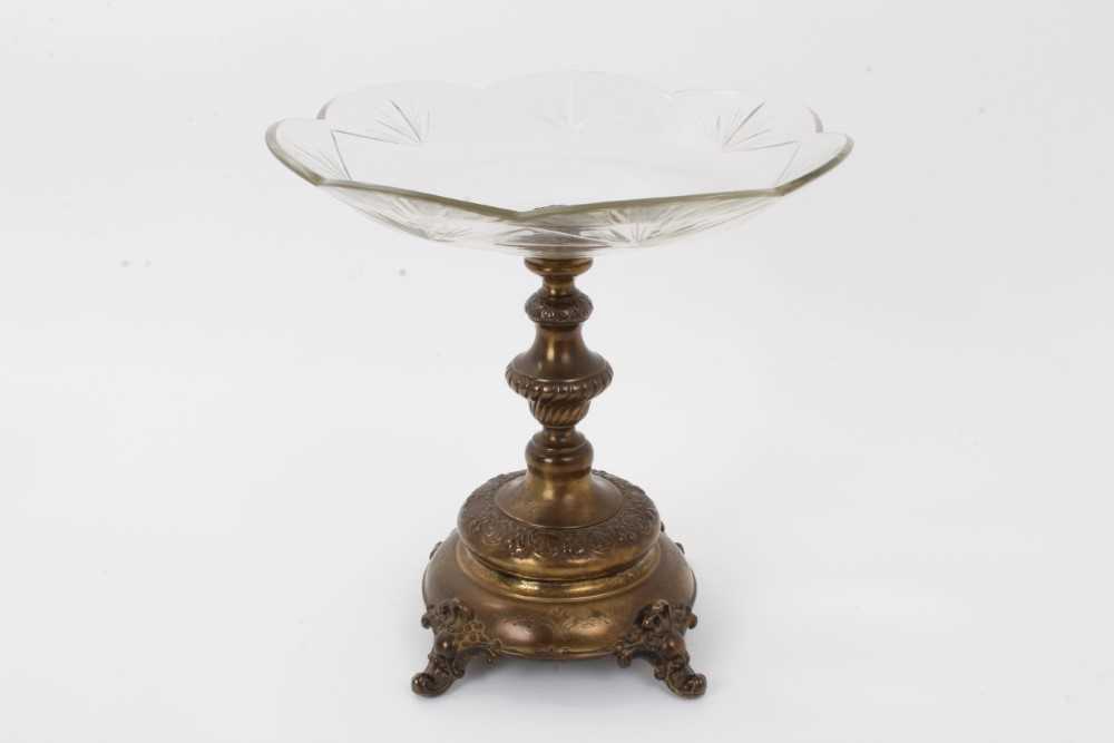 Late 19th/early 20th century Austro Hungarian silver gilt tazza with cut glass dish