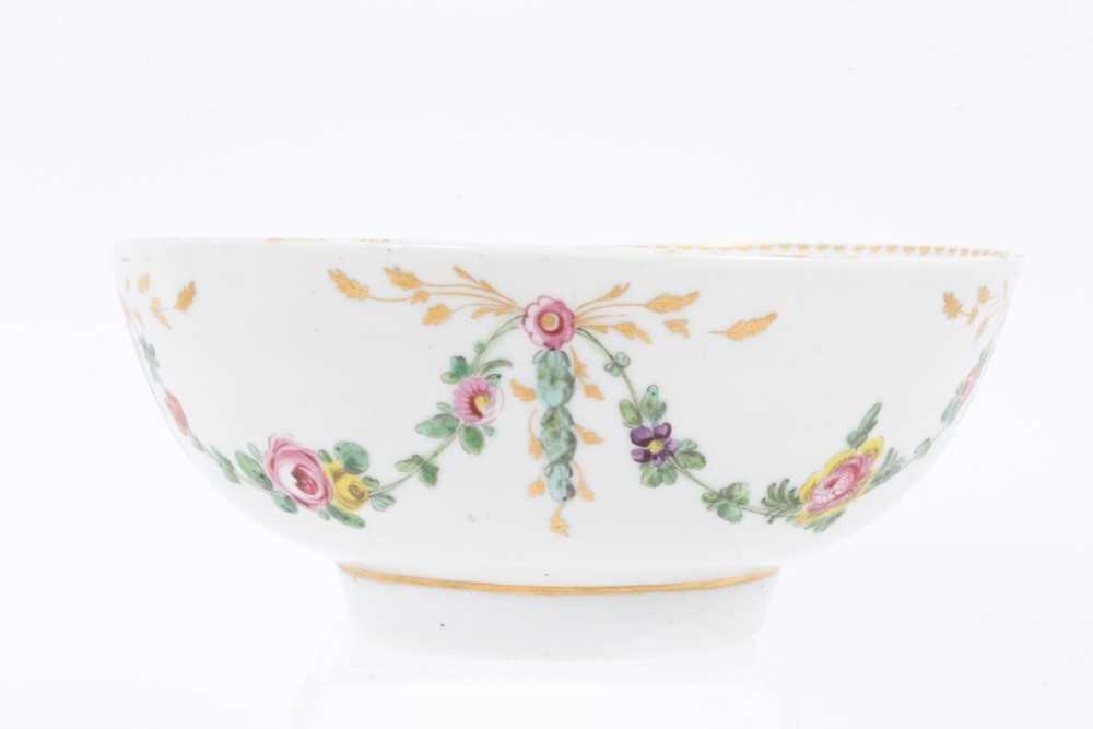 A Bristol round bowl, painted with garlands of flowers and leaves, circa 1775 - Image 7 of 8