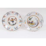 Two French faience plates