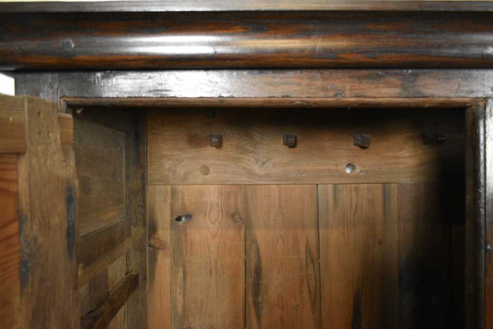 Very large mid 18th century panelled oak and pine two height cupboard - Image 6 of 7
