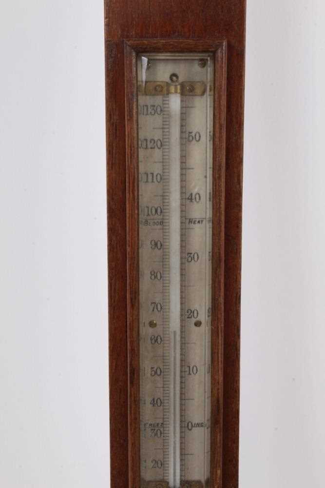 Edwardian Negretti and Zambra oak cased stick barometer - Image 3 of 4