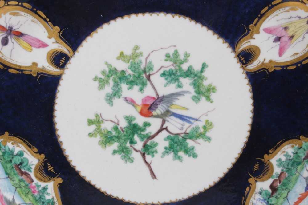 Scarce early 19th century possibly Coalport copy of first period Worcester plate with painted bird a - Image 2 of 7
