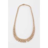 9ct gold Cleopatra style fringe necklace with graduated links. 43cm long